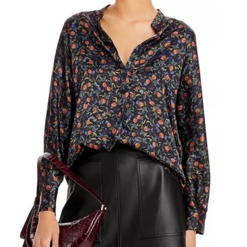 NWT Vince Pomegranate Relaxed Long Sleeve Blouse Size XXXL